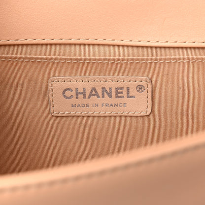 Chanel Calfskin Chevron Quilted Medium Braided Boy Flap Beige 6 of 15