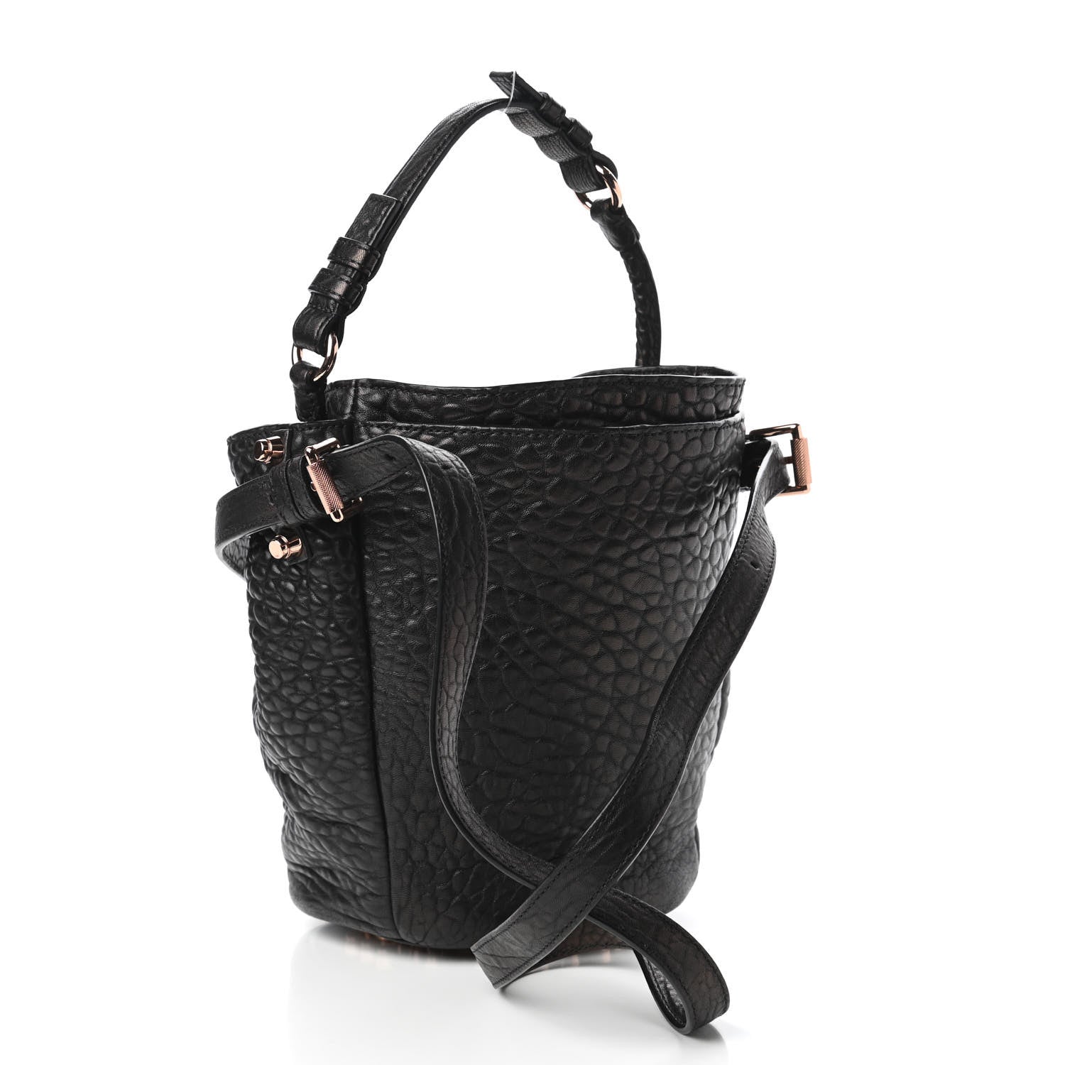 Alexander Wang Pebbled Lambskin Diego Bucket Black Rose Gold Hardware 3 of 9