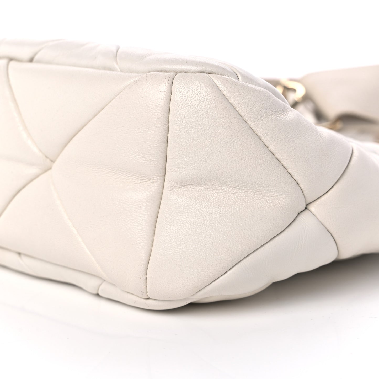 Nappa Re-Nylon Triangle Quilted Patchwork System Shoulder Bag White