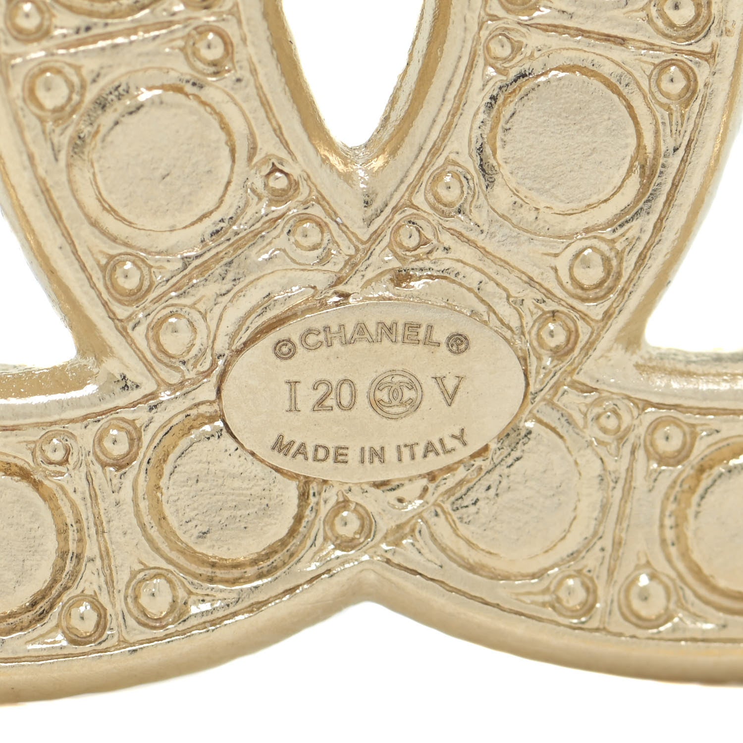 Chanel Pearl Crystal CC Brooch Gold 4 of 5