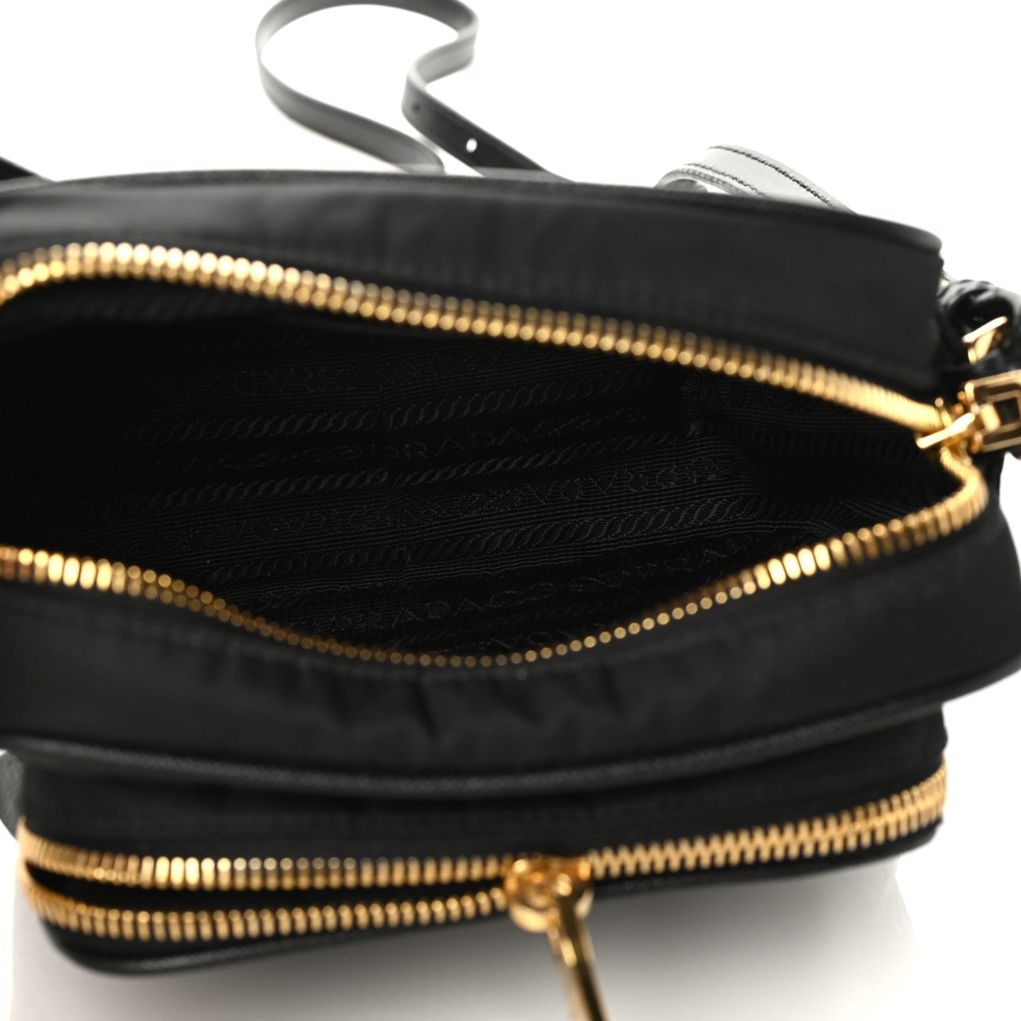 Nylon Saffiano Double Zip Camera Bag Black