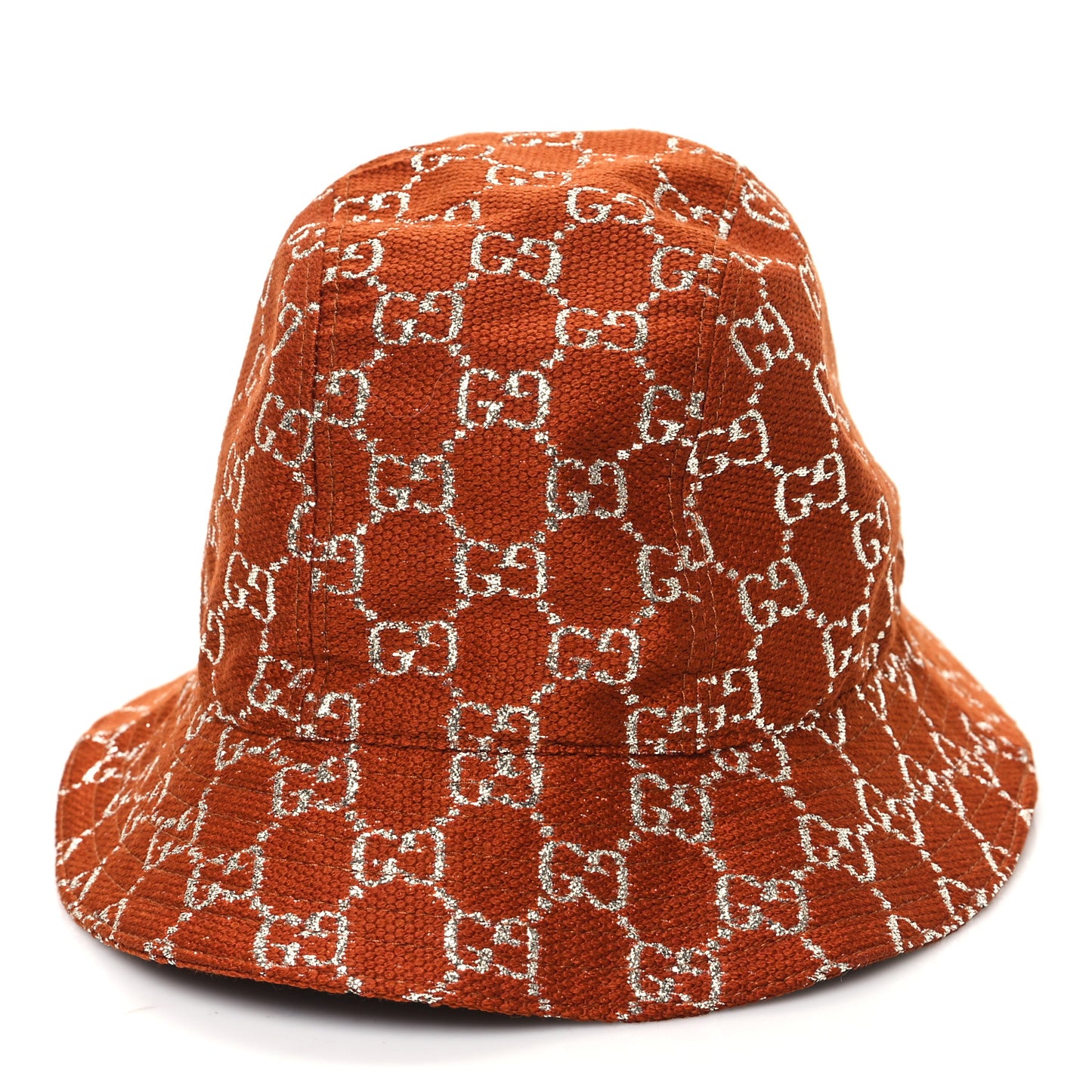 Canvas Lame GG Monogram Bucket Hat M Burnt Orange Silver