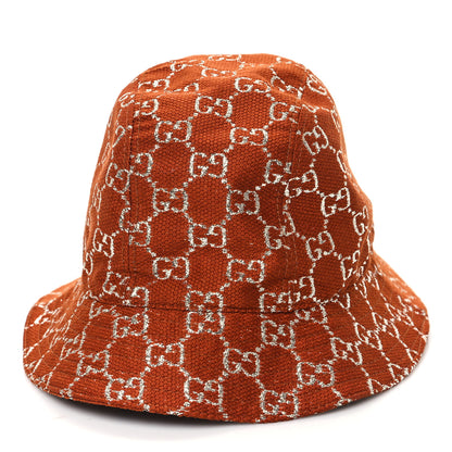 Gucci Canvas Lame GG Monogram Bucket Hat M Burnt Orange Silver 4 of 9