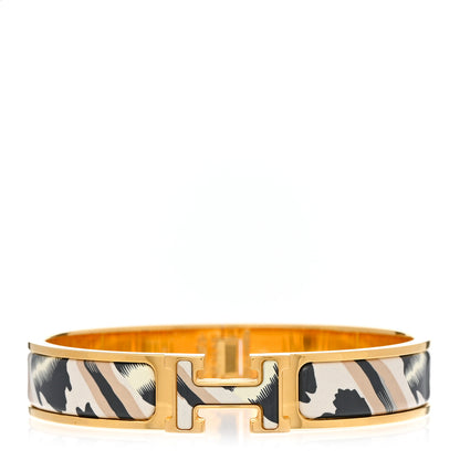 Hermes Enamel Printed Le Chat Carre Narrow Clic Clac H Bracelet PM Lumière 1 of 4