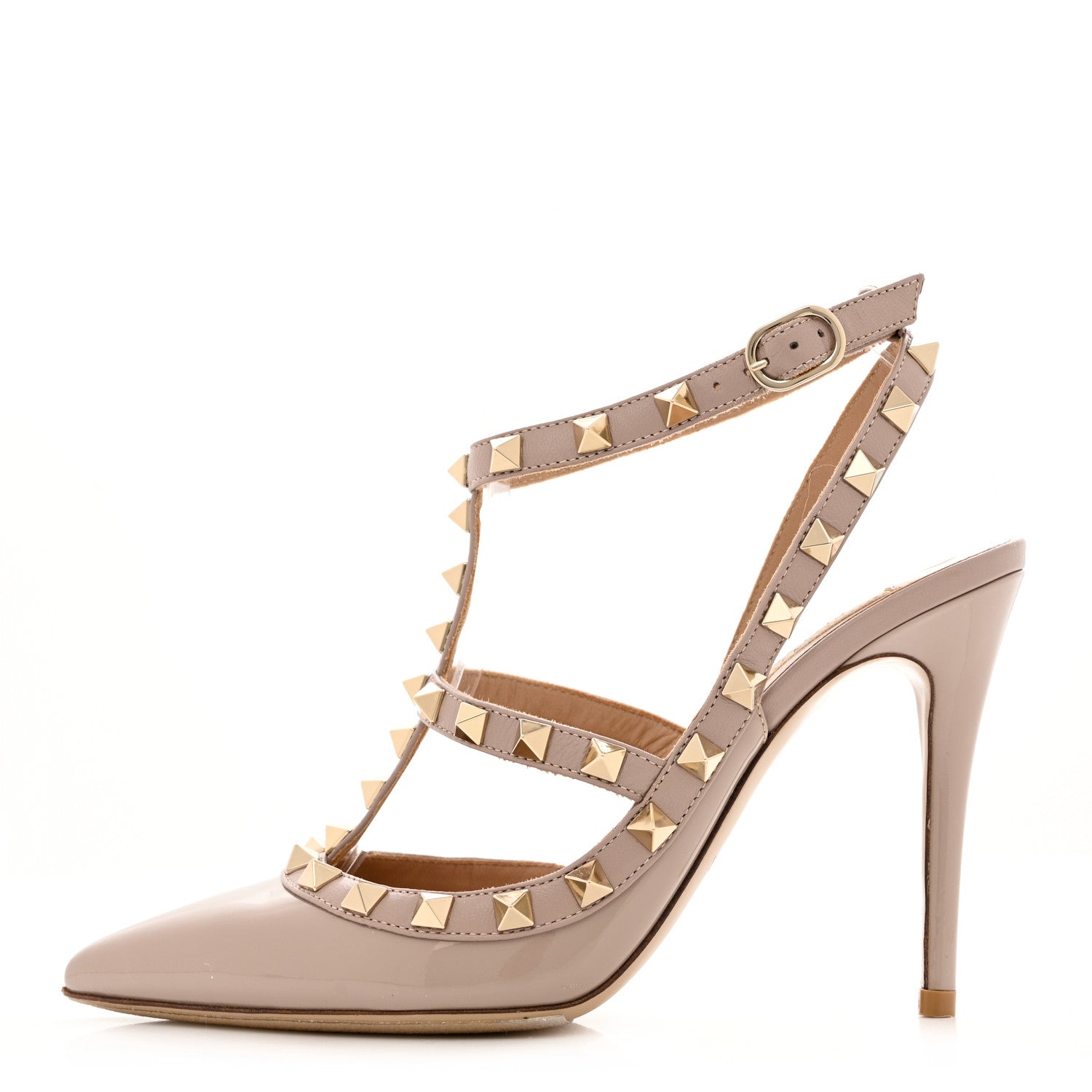 Valentino Garavani Patent Nappa Rockstud Ankle Strap 100mm Pumps 36 Poudre 1 of 8