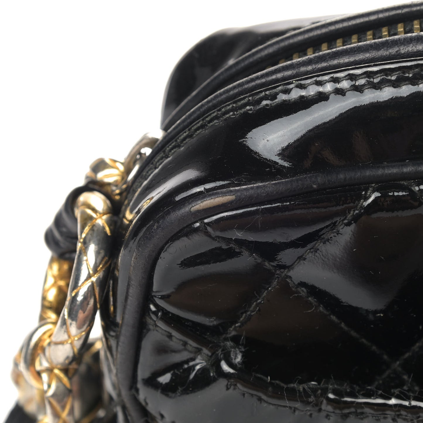 Patent Quilted Tassel Camera Case Black