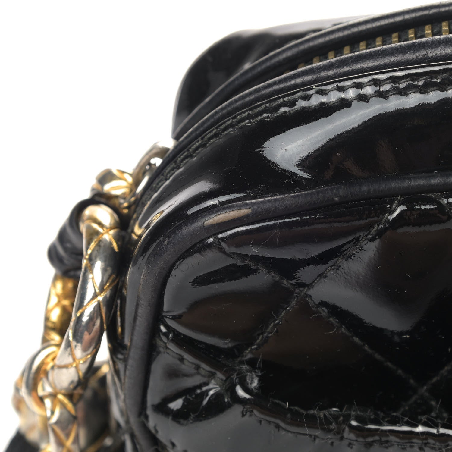 Chanel Patent Quilted Tassel Camera Case Black 8 of 9