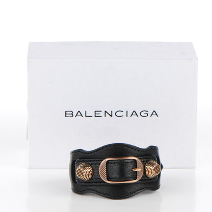 Balenciaga Agneau Arena Giant Rose Gold Hardware M Bracelet Black 5 of 5