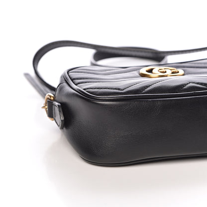 Gucci Calfskin Matelasse Mini GG Marmont Chain Shoulder Bag Black 9 of 12