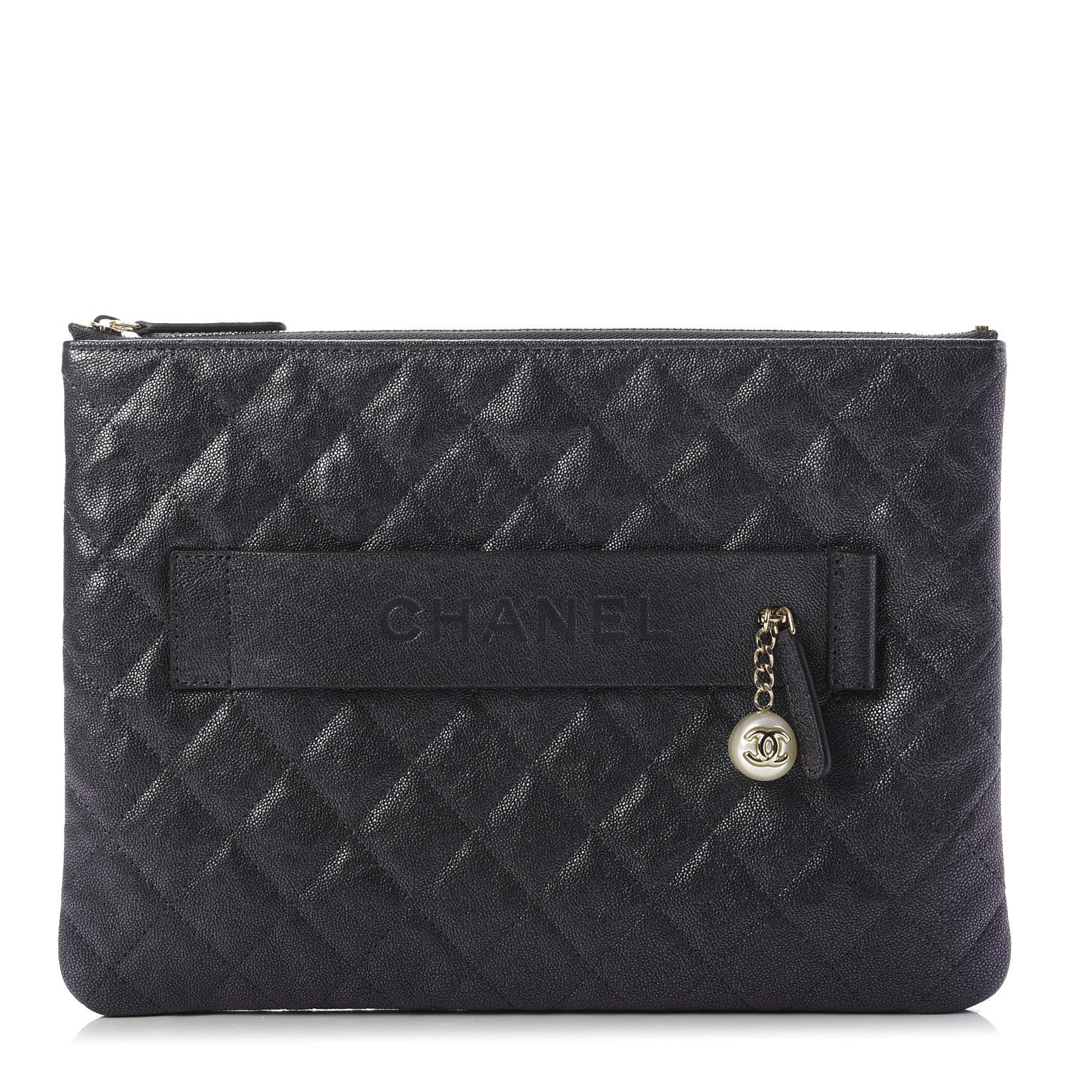 Chanel Iridescent Caviar Medium Night by the C Pouch Clutch Black 1 of 10