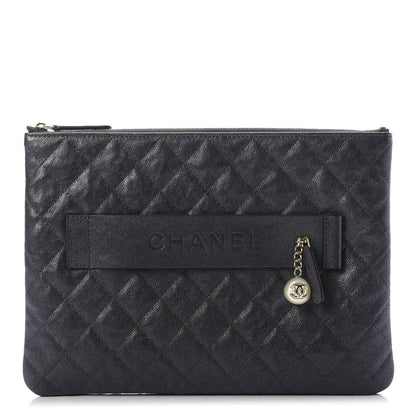 Chanel Iridescent Caviar Medium Night by the C Pouch Clutch Black 1 of 10