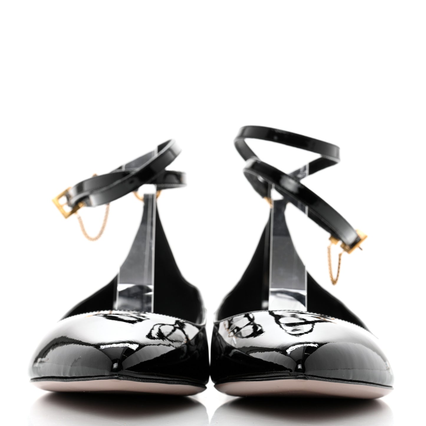 Patent Ballerina Ankle Strap Flats 41 Black