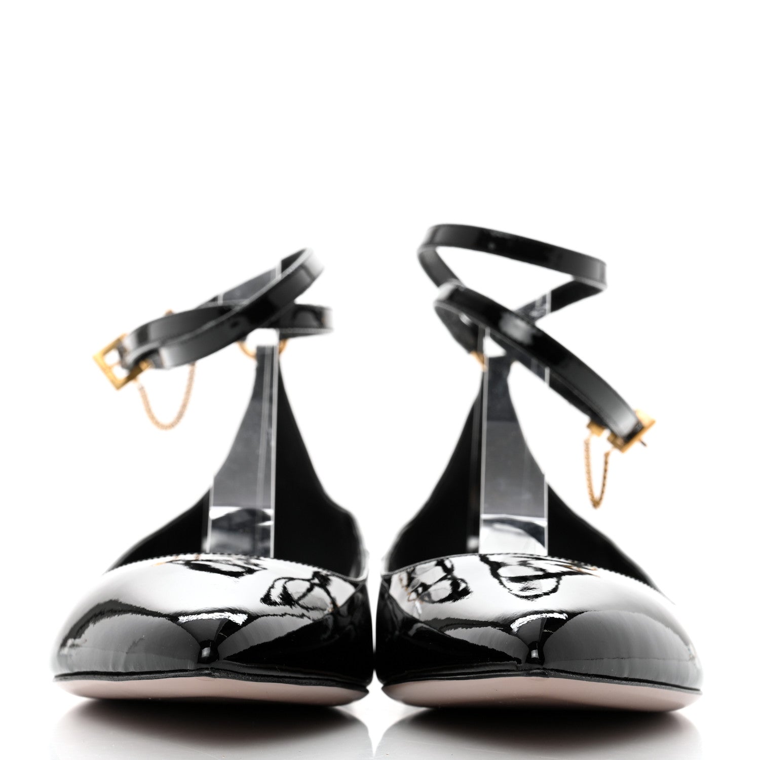 Valentino Garavani Patent Ballerina Ankle Strap Flats 41 Black 2 of 9