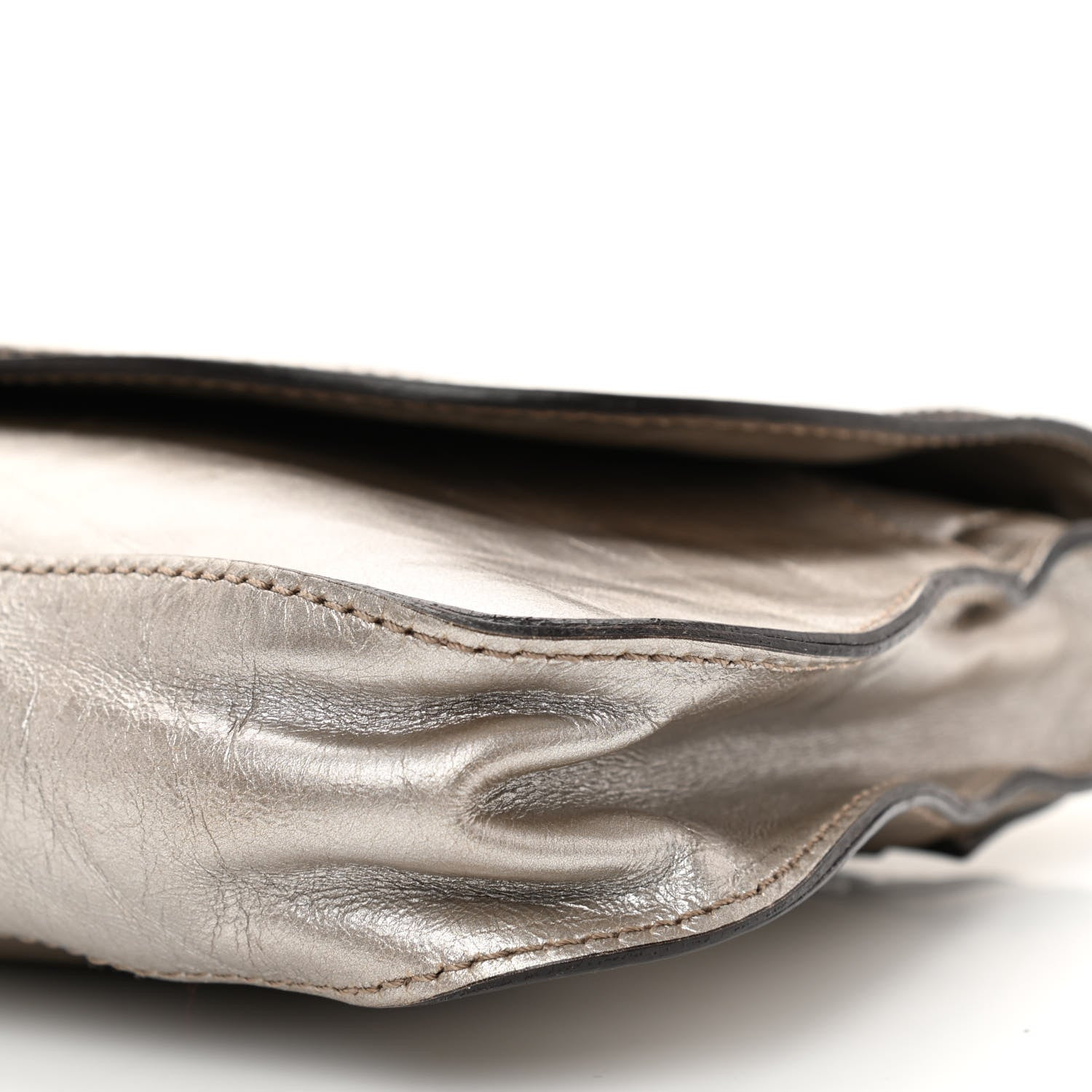 Chloe Metallic Calfskin Marcie Clutch Pewter 8 of 8