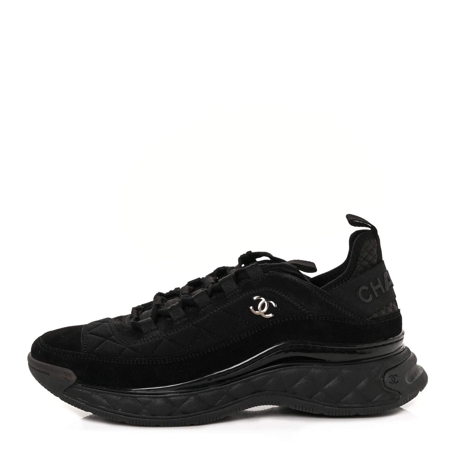 Suede Calfskin Mixed Fibers CC Sneakers 39.5 Black