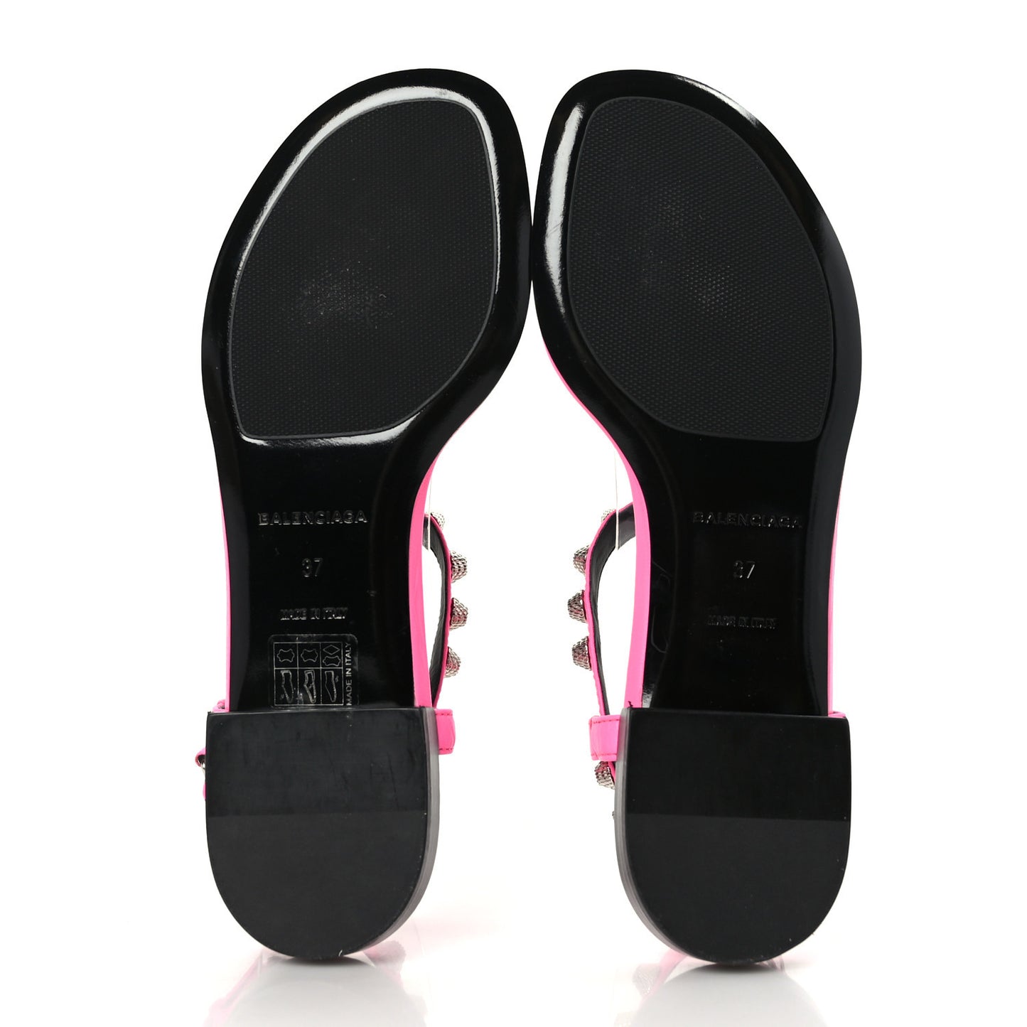 Agneau Arena Giant 12 Silver Hardware Flat Thong Sandals 37 Rose Fluo