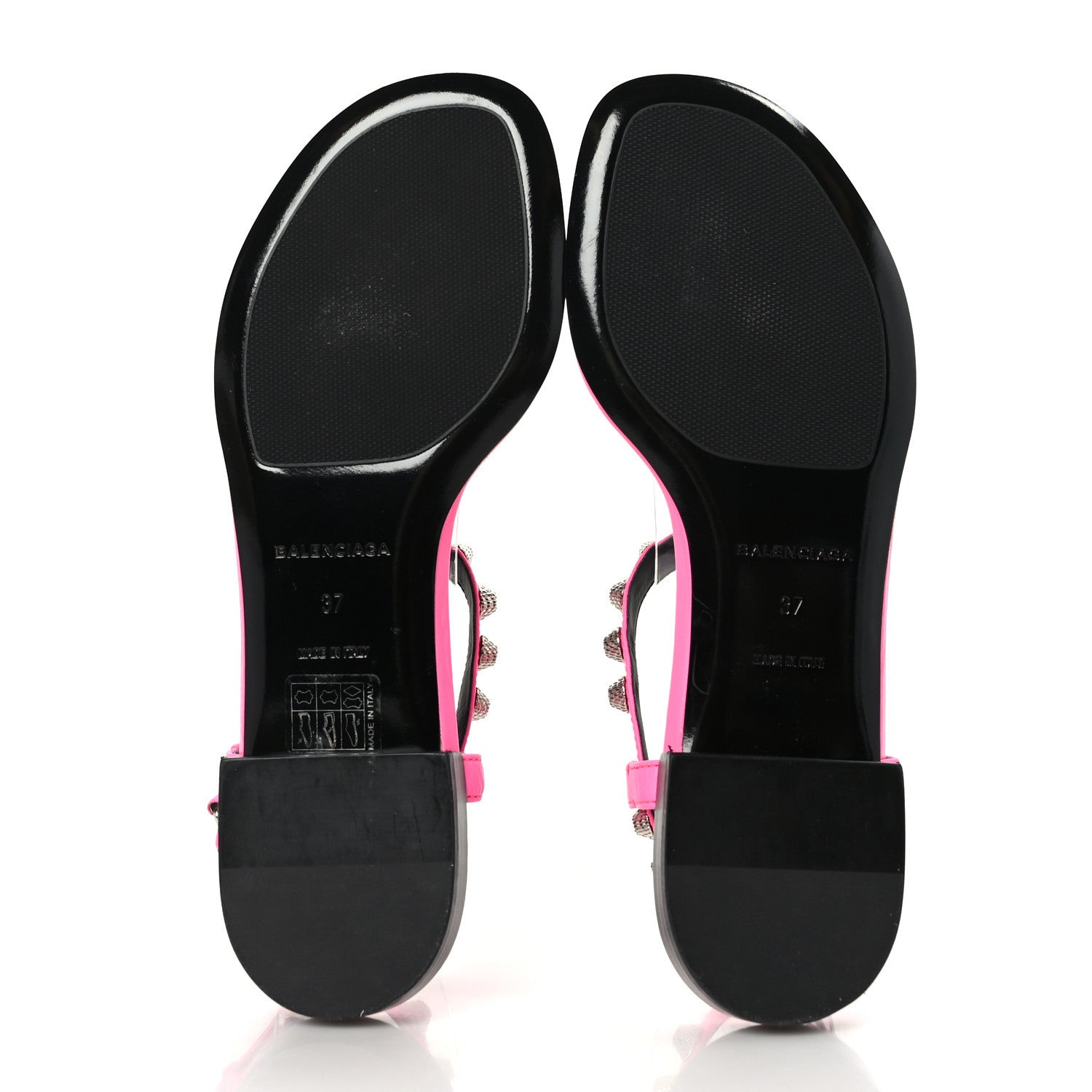 Balenciaga Agneau Arena Giant 12 Silver Hardware Flat Thong Sandals 37 Rose Fluo 5 of 8