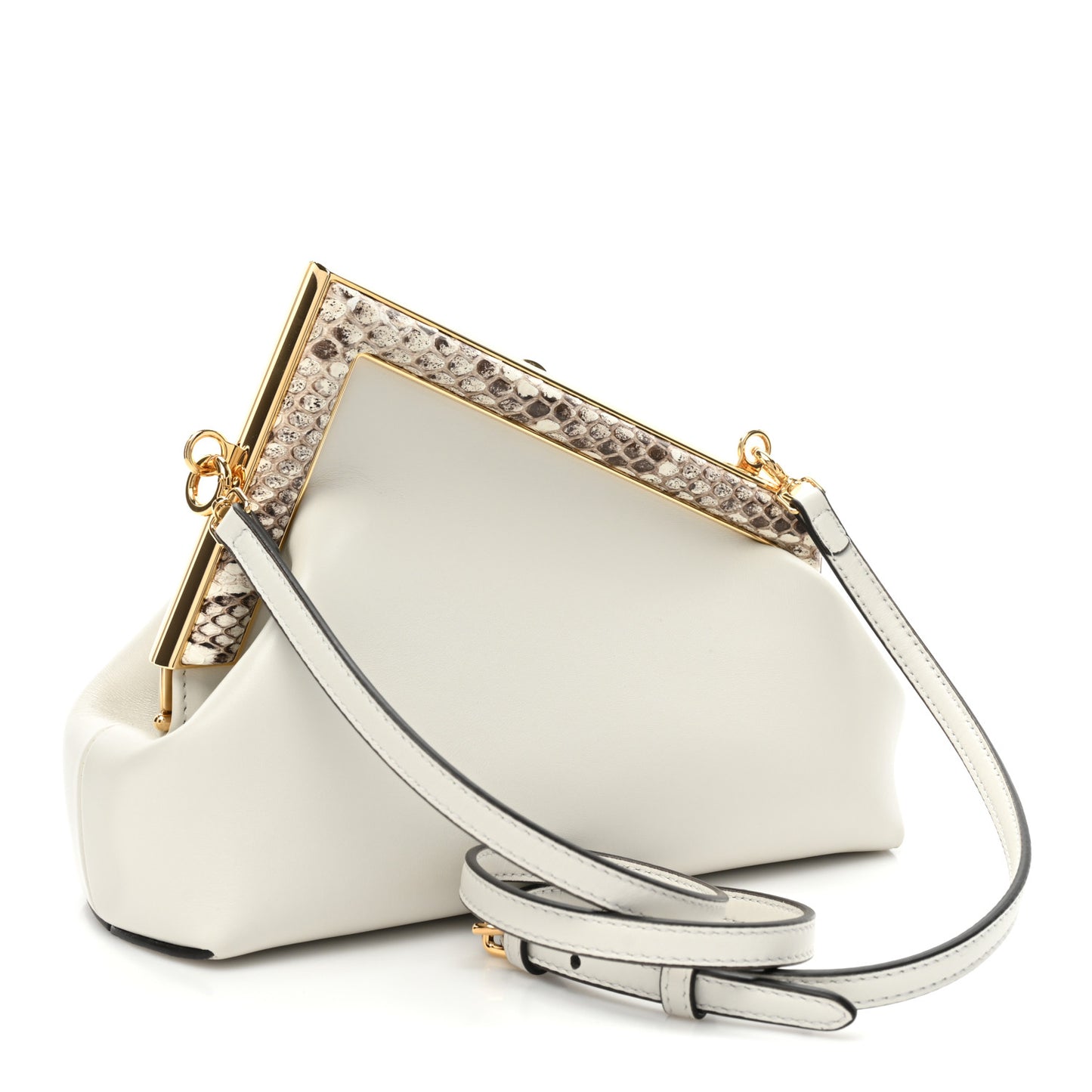 Shiny Nappa Snakeskin Small Fendi First White Roccia