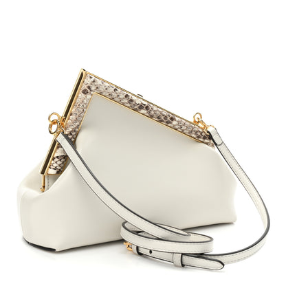 Fendi Shiny Nappa Snakeskin Small Fendi First White Roccia 3 of 11