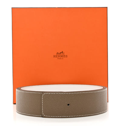 Hermes Epsom 42mm Belt Strap 90 White Etoupe 9 of 9