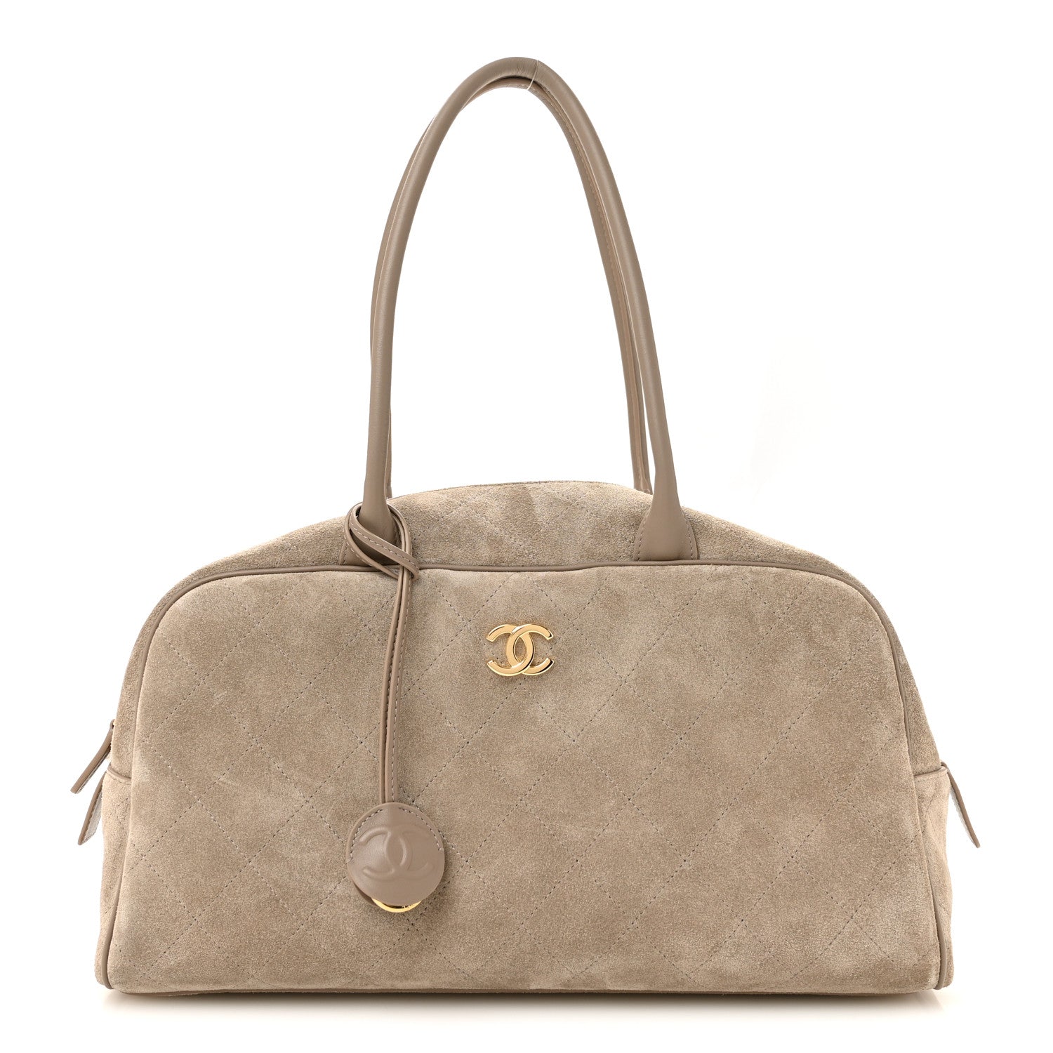 Chanel Suede Calfskin Large Perfect Bowling Bag Grey 1 of 10