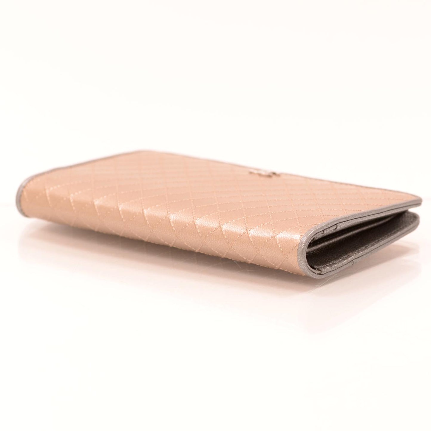 Diamond Stitched Yen Wallet Metallic