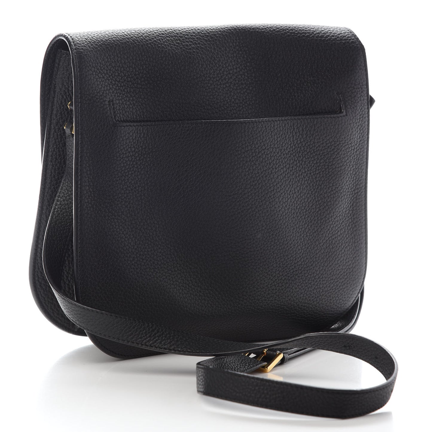 Calfskin Large T Clasp Tara Crossbody Bag Black