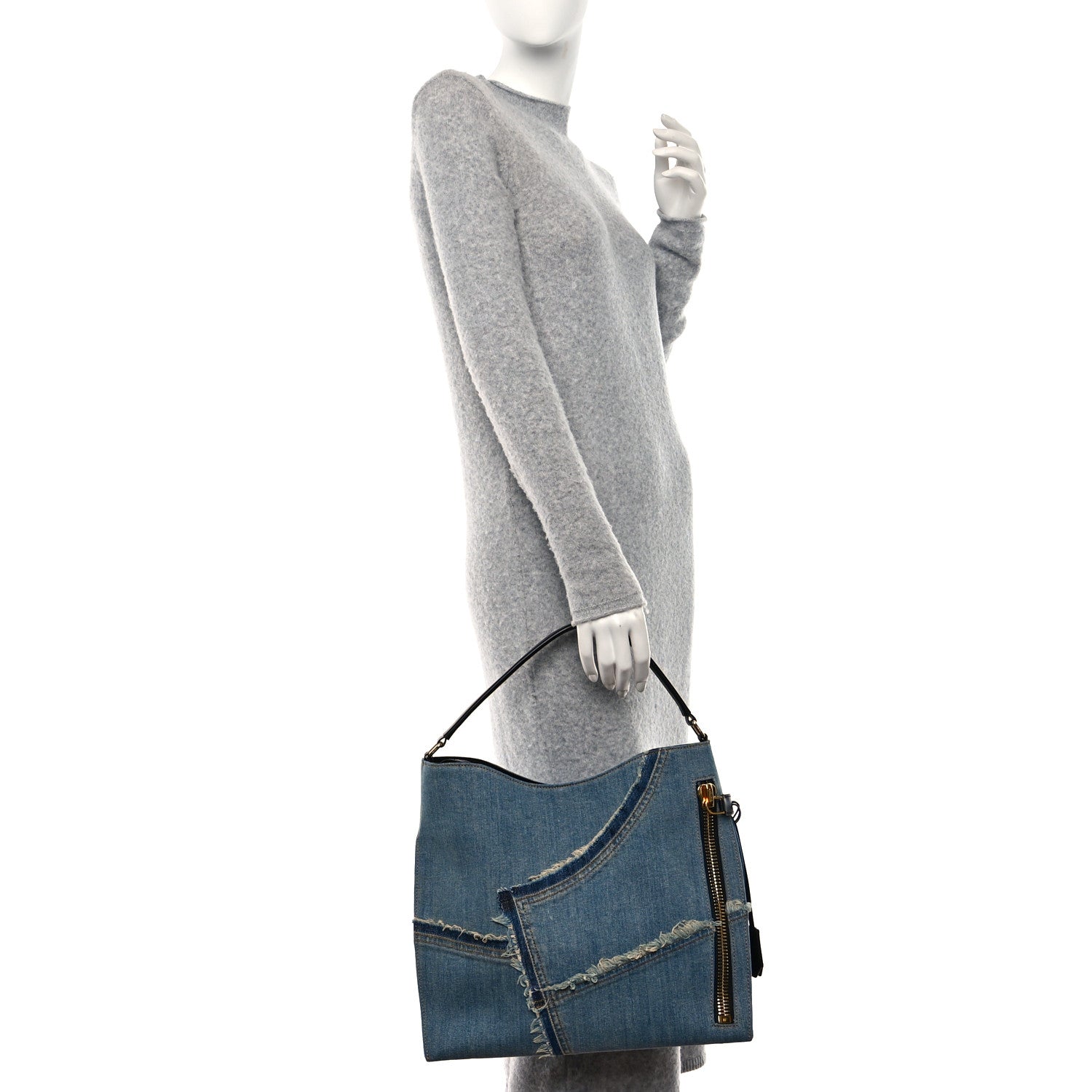 Tom Ford Denim Patchwork Alix Shoulder Bag Blue 2 of 12