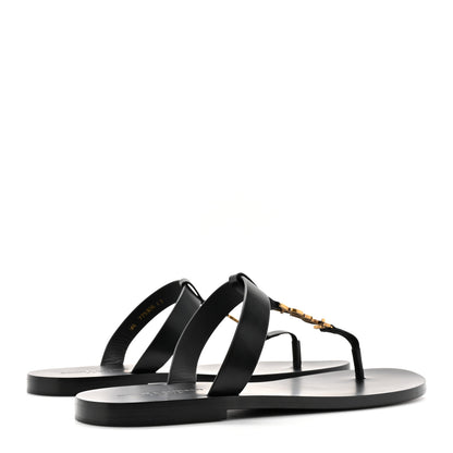 Saint Laurent Patent Calfskin Mens Cassandra Monogram Sandals 43 Black 4 of 9