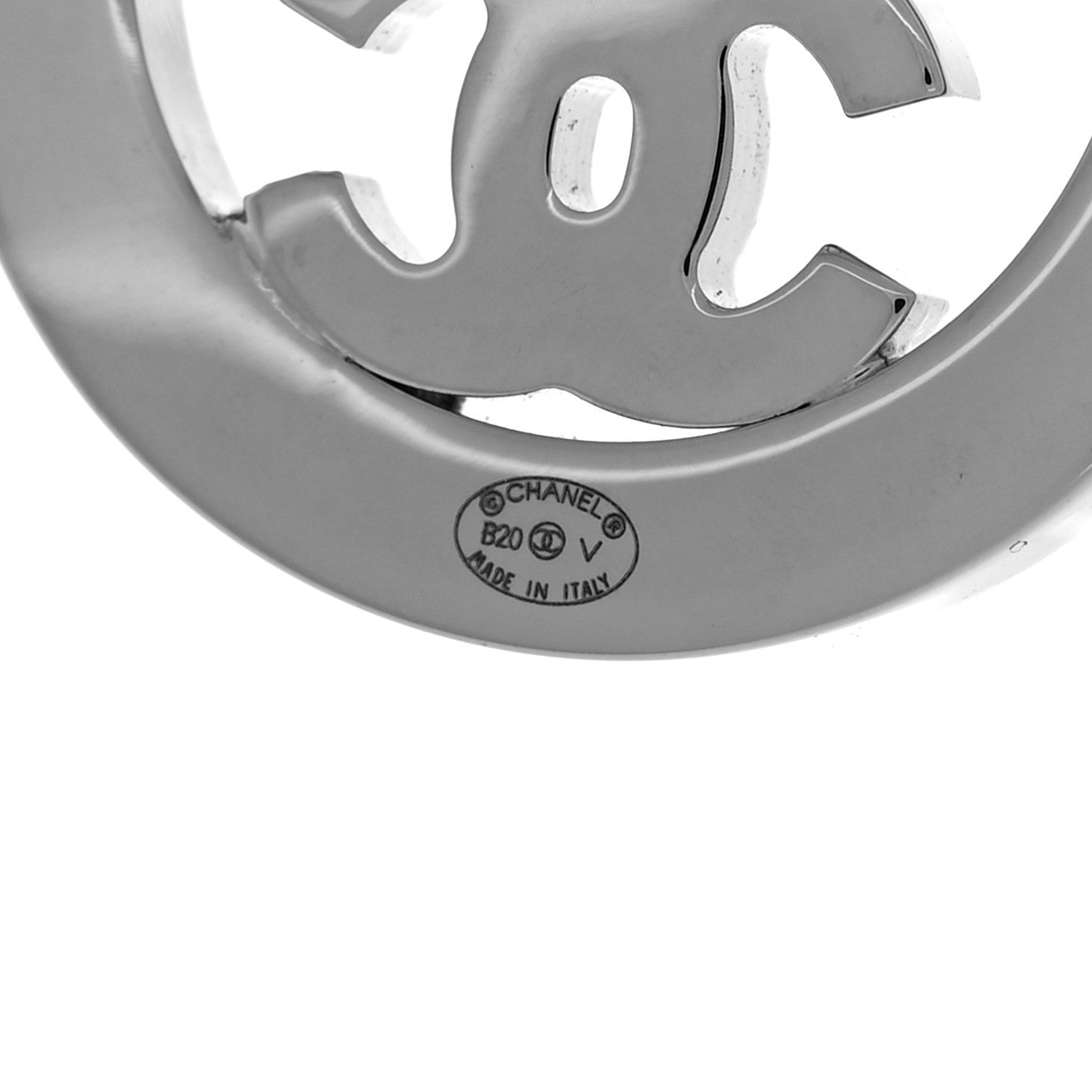 Chanel Crystal CC Round Earrings Silver 4 of 6
