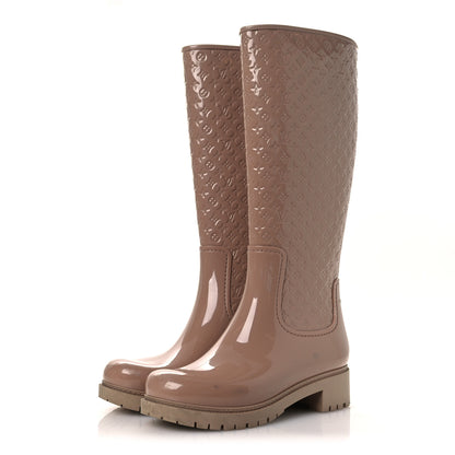 Louis Vuitton Rubber Embossed Monogram Splash Rain Boots 36 Rose Florentin 4 of 12