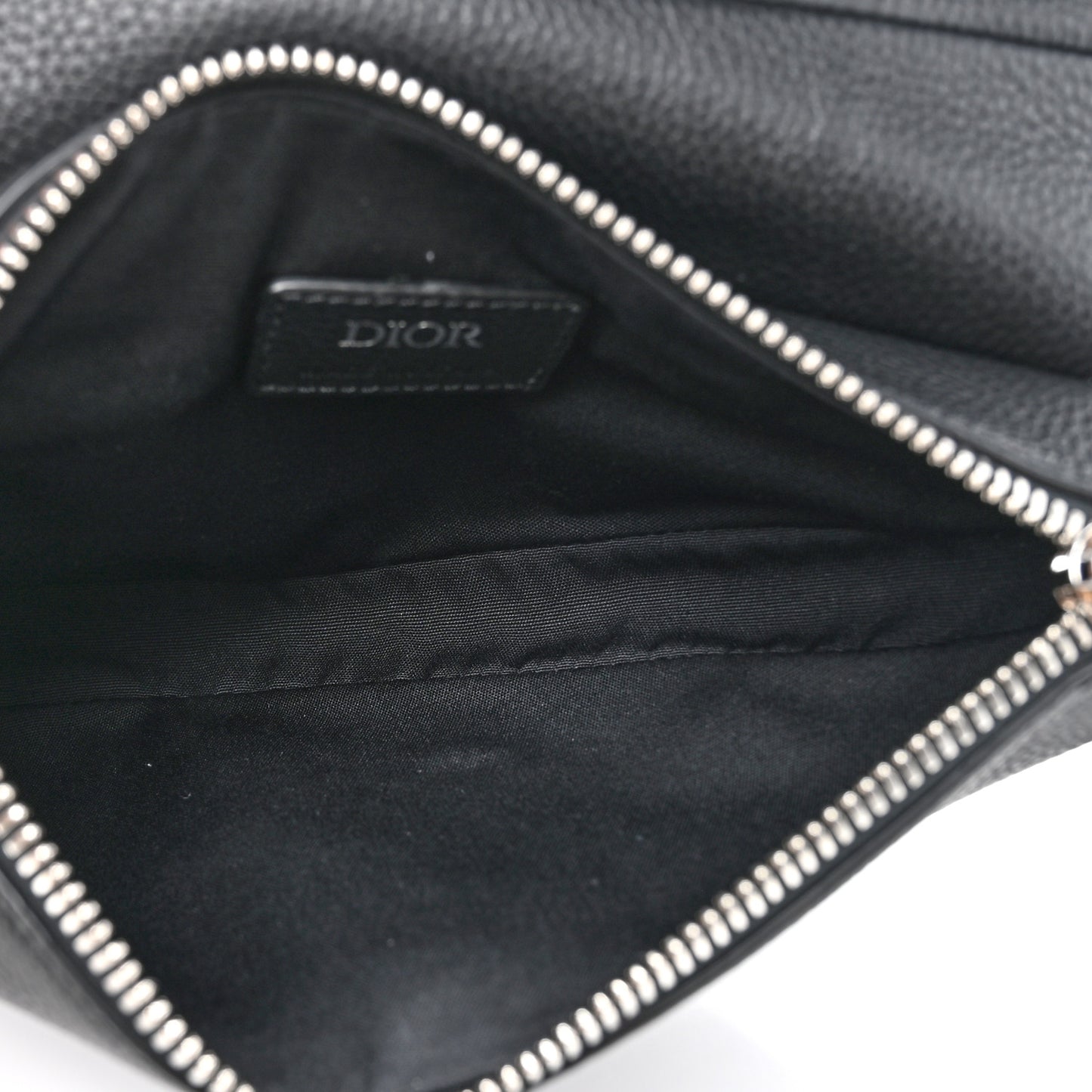 Grained Calfskin Mens Mini Saddle Bag Black