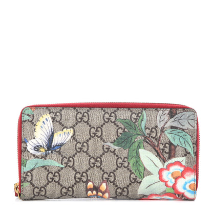 Gucci GG Supreme Monogram Tian Zip Around Wallet Beige Multicolor Red 1 of 8