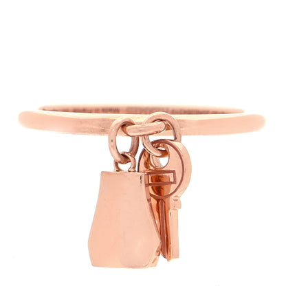 Hermes 18K Rose Gold PM Kelly Clochette Ring 55 7.25 1 of 5