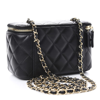 Chanel Lambskin Quilted Small Vanity Case With Chain Black 3 of 11