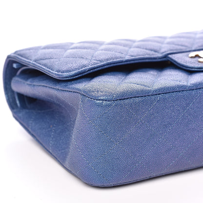 Chanel Iridescent Caviar Quilted Medium Double Flap Dark Blue 8 of 12
