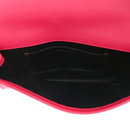 Saint Laurent Calfskin Monogram Large Belle De Jour Clutch Lipstick Fuchsia 6 of 7