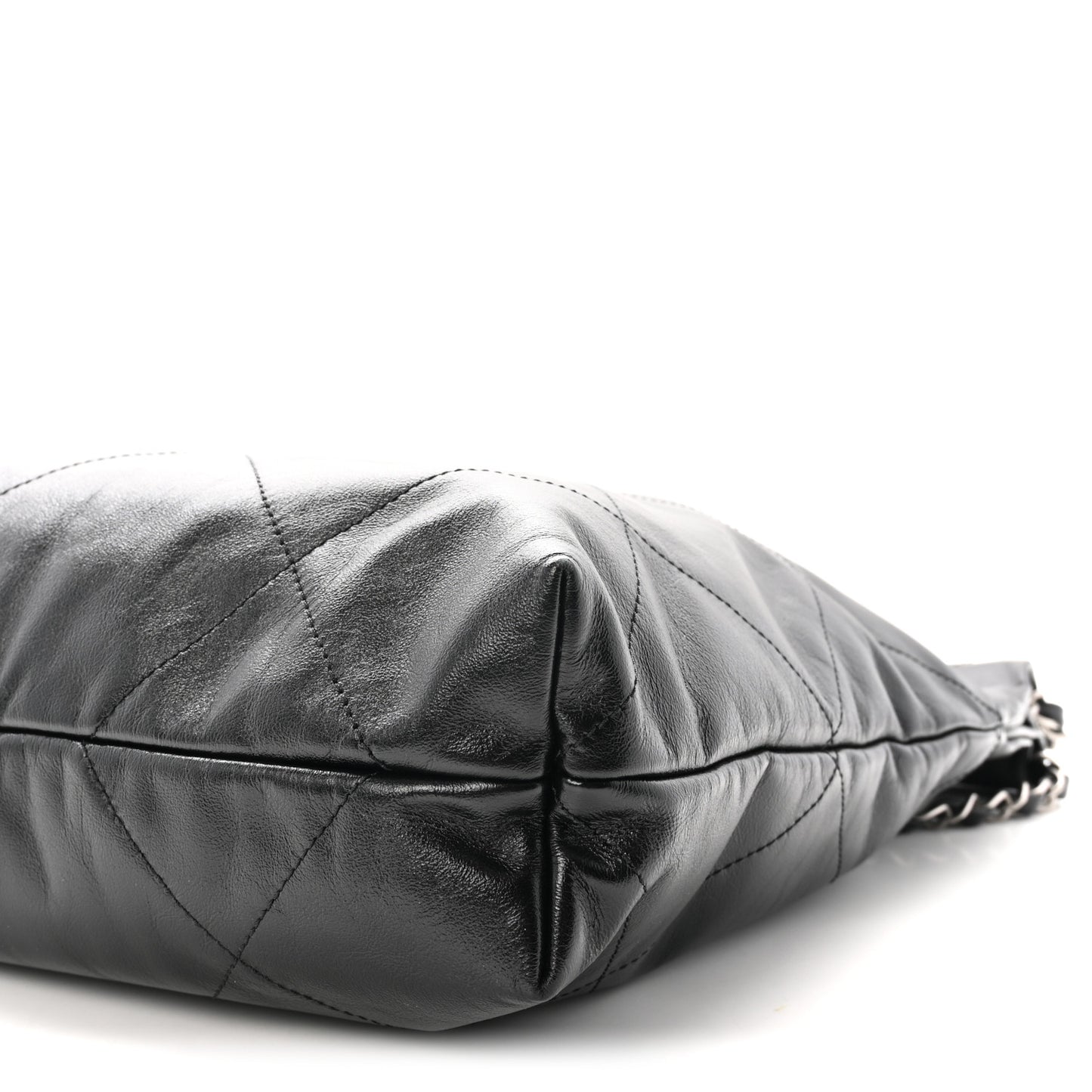 Shiny Calfskin Quilted Small Chanel 22 Black