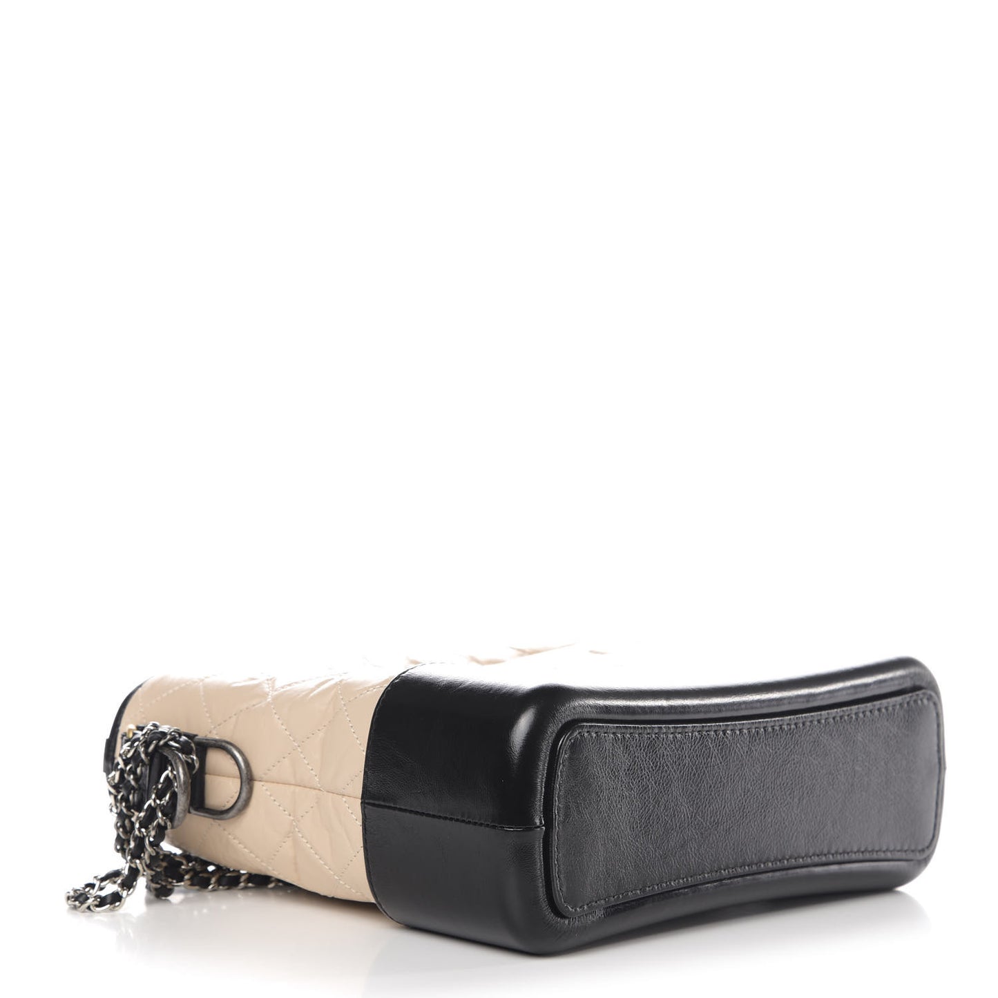 Aged Calfskin Quilted Medium Gabrielle Hobo Beige Black
