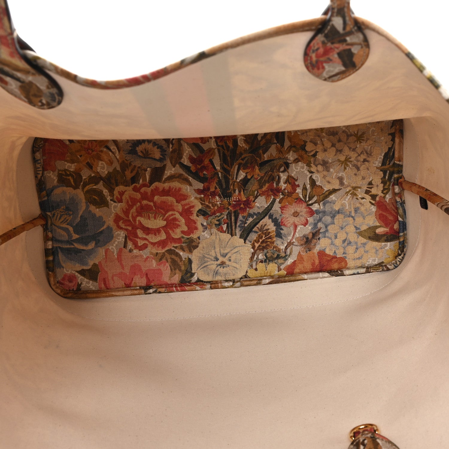 Gucci GG Supreme Monogram Water Flora Web Large Ophidia Tote Beige White Multicolor 5 of 11