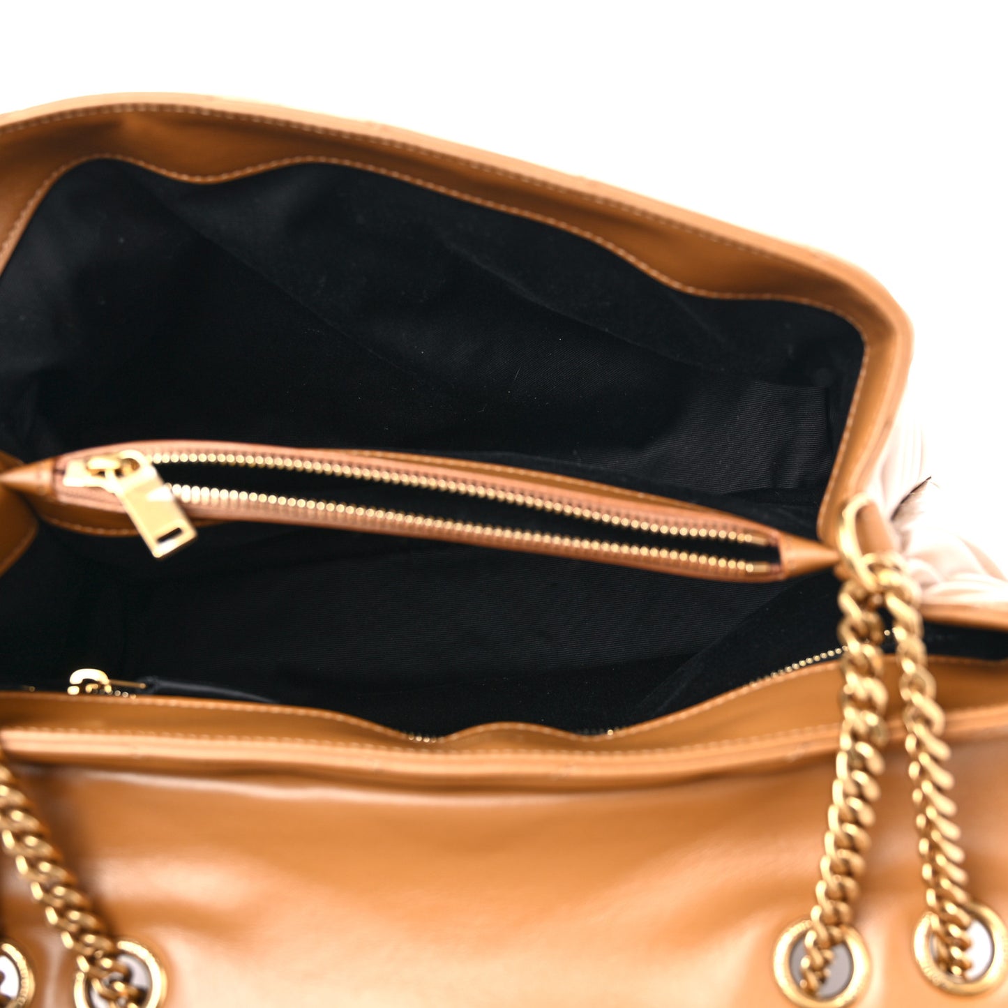 Calfskin Y Quilted Monogram Medium Loulou Chain Satchel Dark Natural