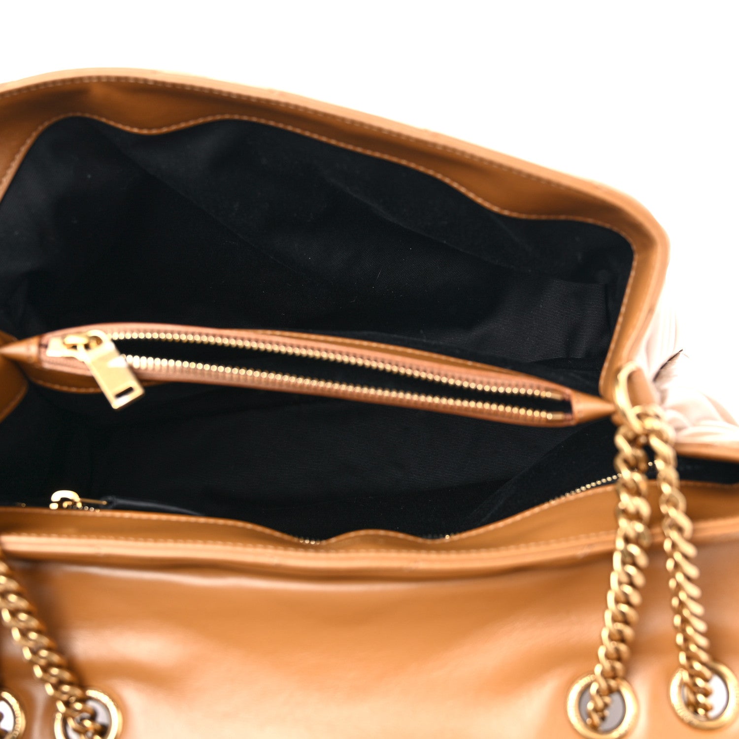 Saint Laurent Calfskin Y Quilted Monogram Medium Loulou Chain Satchel Dark Natural 5 of 10
