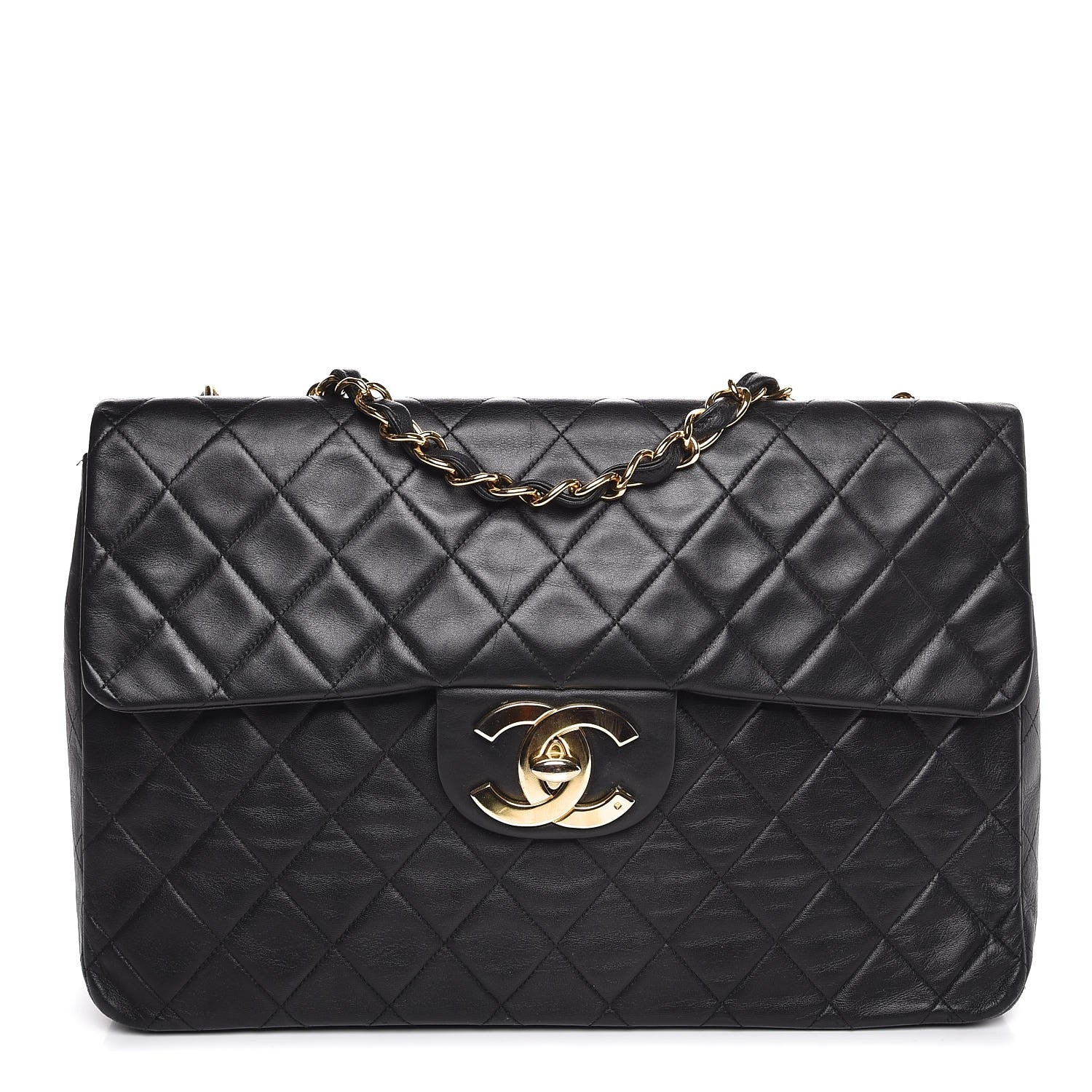 Chanel Lambskin Quilted XL Jumbo Single Flap Black 1 of 10
