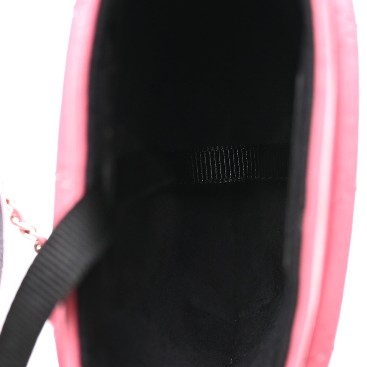 Lambskin Quilted Chain Around Phone Holder Pink