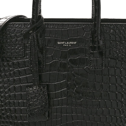 Saint Laurent Calfskin Crocodile Embossed Nano Sac De Jour Black 8 of 11