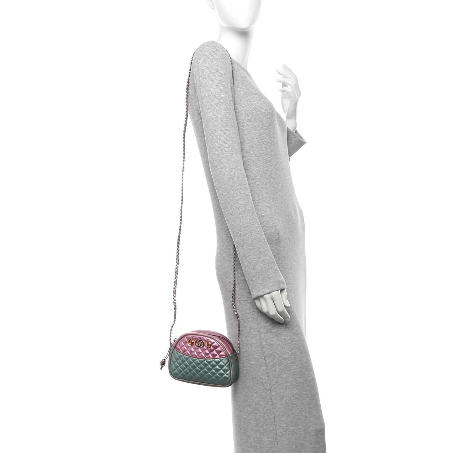 Laminated Nappa Trapuntata Mini Zumi Dome Shoulder Bag Rosa Lago Rame