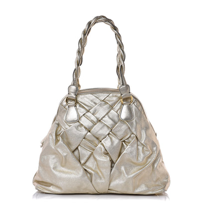 Valentino Garavani Metallic Grained Calfskin Woven Couture Bag Gold 1 of 6