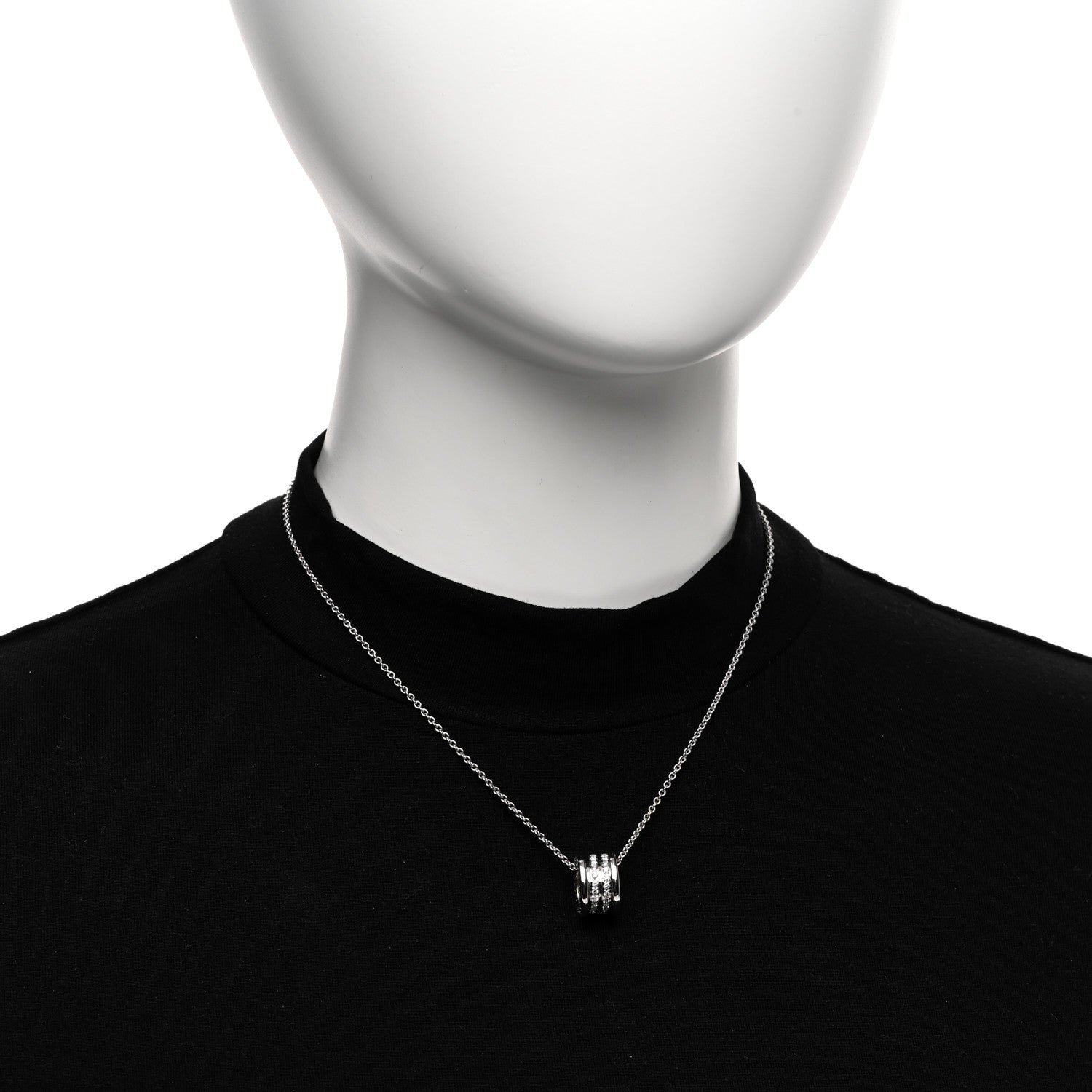 Bulgari 18K White Gold Diamond B.Zero1 Pave Pendant Necklace 2 of 5