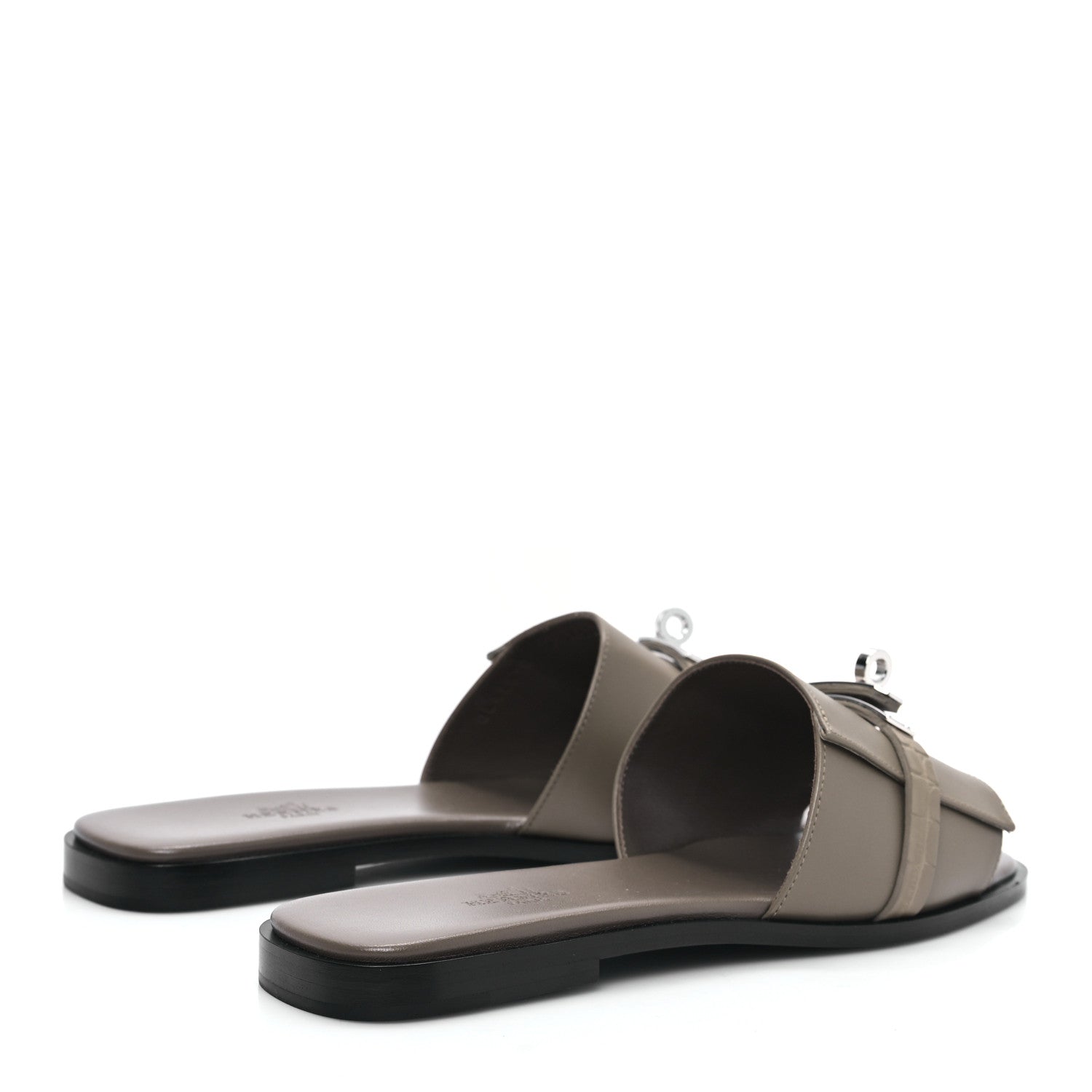 Hermes Calfskin Matte Alligator Giulia Sandals 38 Etoupe 4 of 8