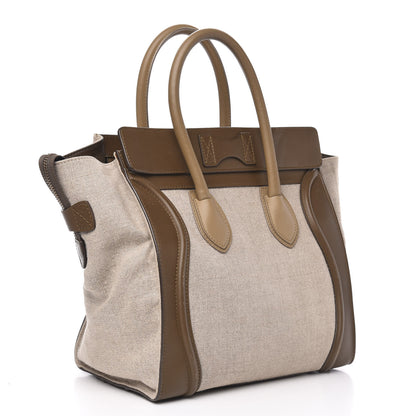 Celine Natural Canvas Smooth Calfskin Mini Luggage Brown 3 of 20